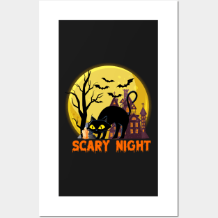 Scary Night Cat Posters and Art